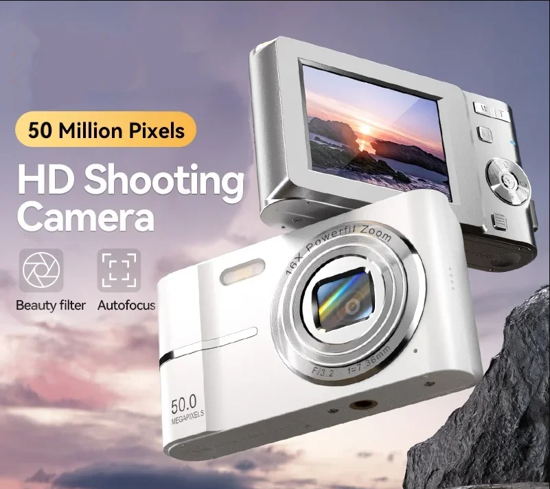 FHD 1080P Digital Camera with SD Card, 16X Digital Zoom Camera, Portable Mini Camera for Teenagers Students Boys Girls, Point and Shoot Camera for Gifts, Tech Gadgets, Gift, Pocket Camera