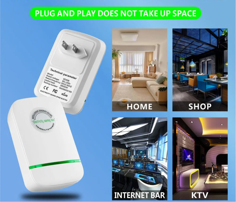Pro Power save Electricity Energy Saver 90V-250V Home Office Electricity Saving Box US/EU/UK Plug Stable Voltage Power Saver